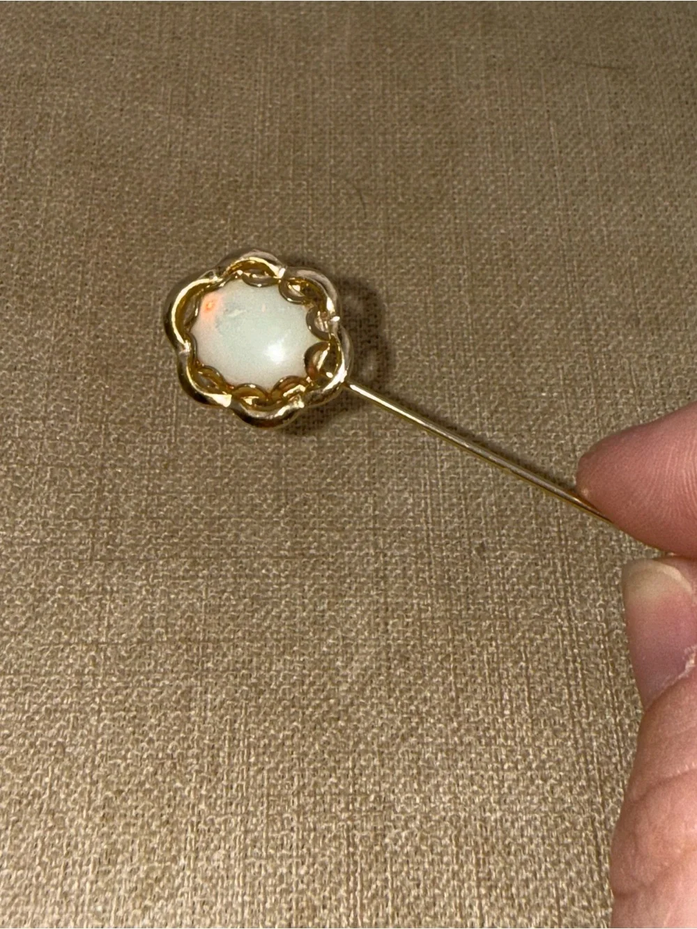 Gold Tone Opal Floral Stick Pin Brooch